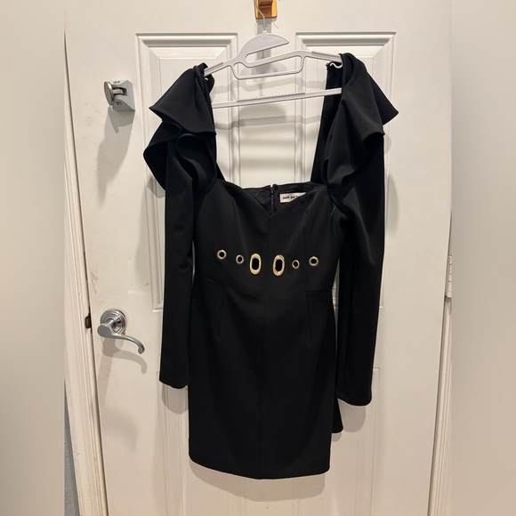 Self Portrait Drape Back Mini Dress - Black - Picture 5 of 7